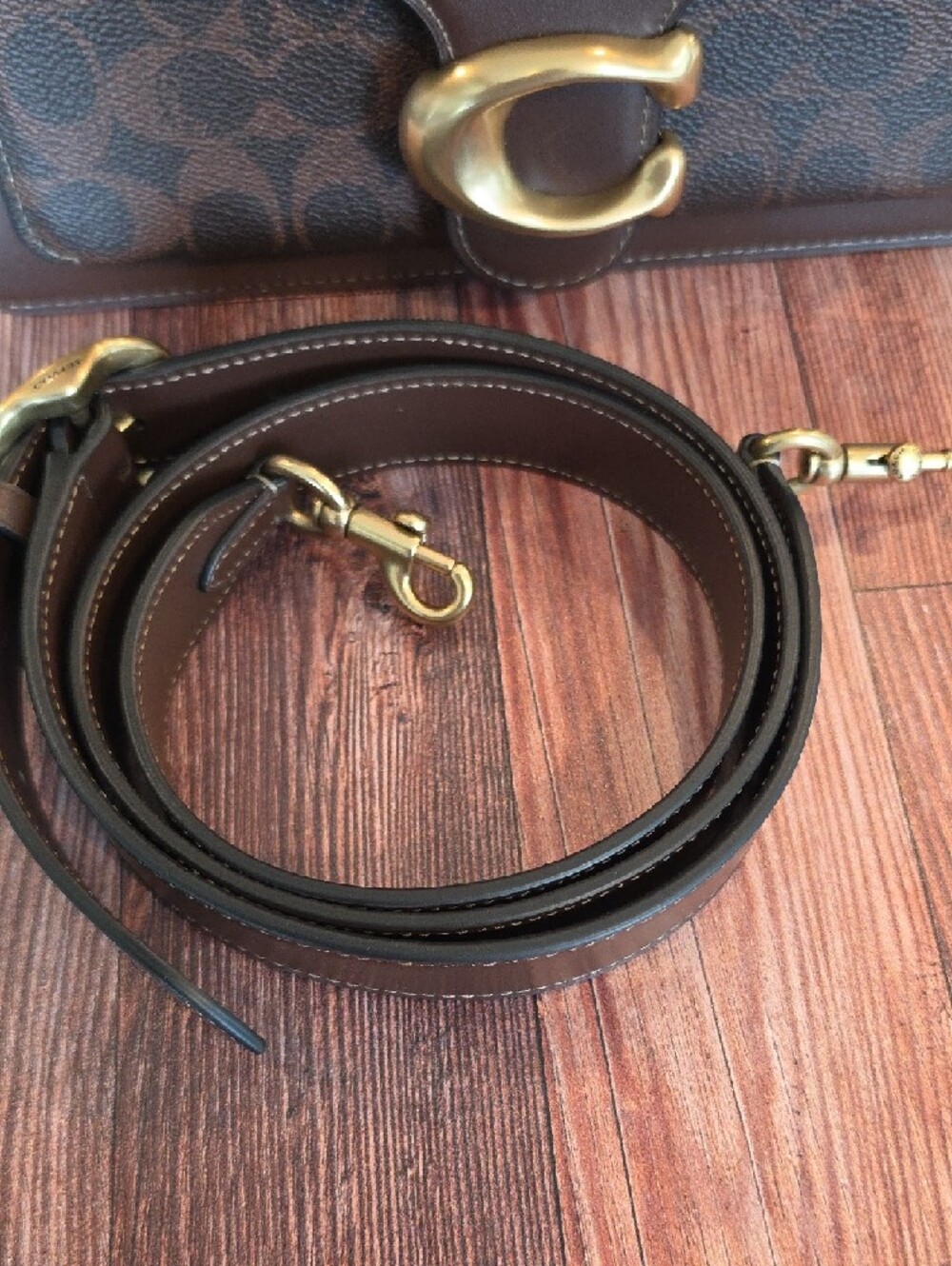 CoachTabby Maple Brown Signature Canvas & Leather Crossbody with Gold 'C' - Picture 11 of 11